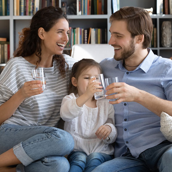 Family drinking water