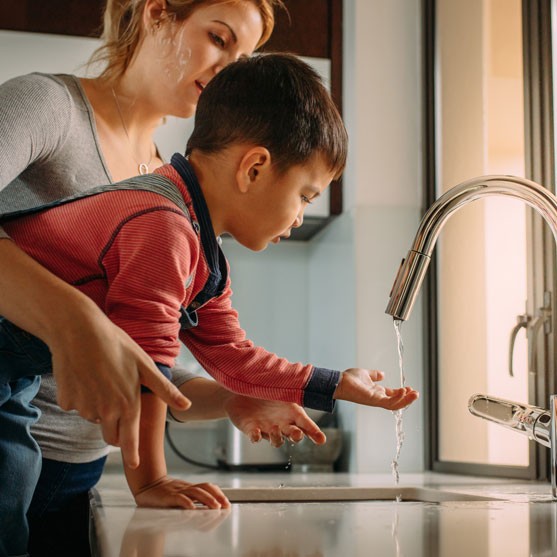 Child washing hands